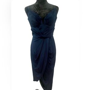 Zimmermann 100% Silk Midnight Blue Draped Corset Dress- size 1 (US 4)